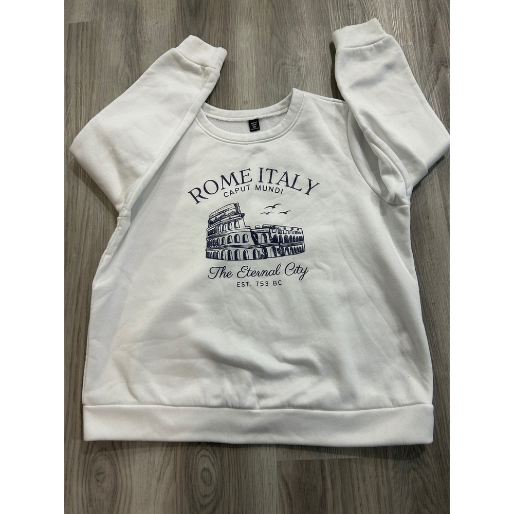 SHEIN Rome Italy‎ The Eternal City Colosseum Graphic Sweatshirt White 3XL